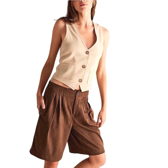 Free People Pants - Free People We The Free Women's Straight On Suede Shorts Chestnut XS